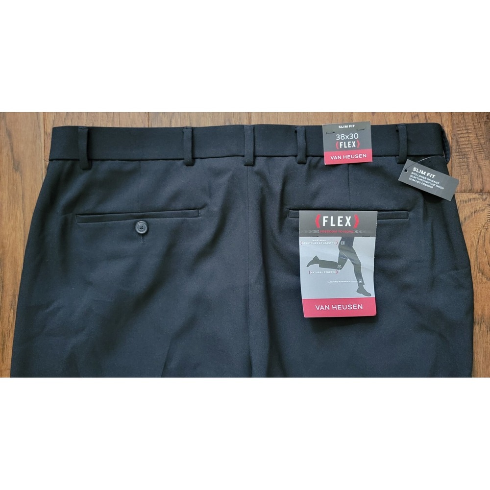 NWT Van‎ Heusen Men's Flex Slim Fit Black Dress Pants 38W X 30L - Picture 5 of 5